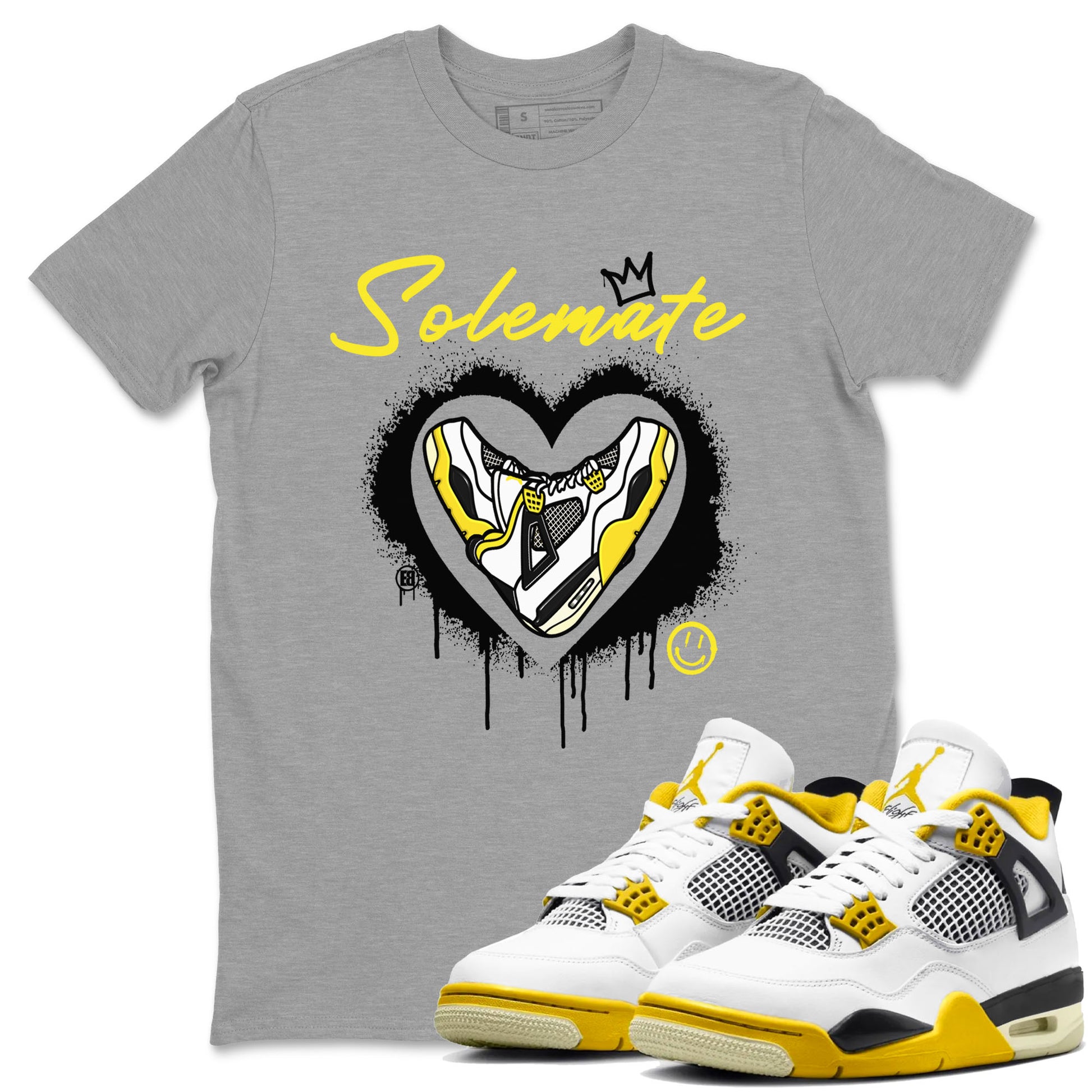 Air Jordan 4 Retro Vivid Sulfur shirt to match jordans Soulmate sneaker tees 4s Vivid Sulfur SNRT Sneaker Release Tees unisex cotton Heather Grey 1 crew neck shirt