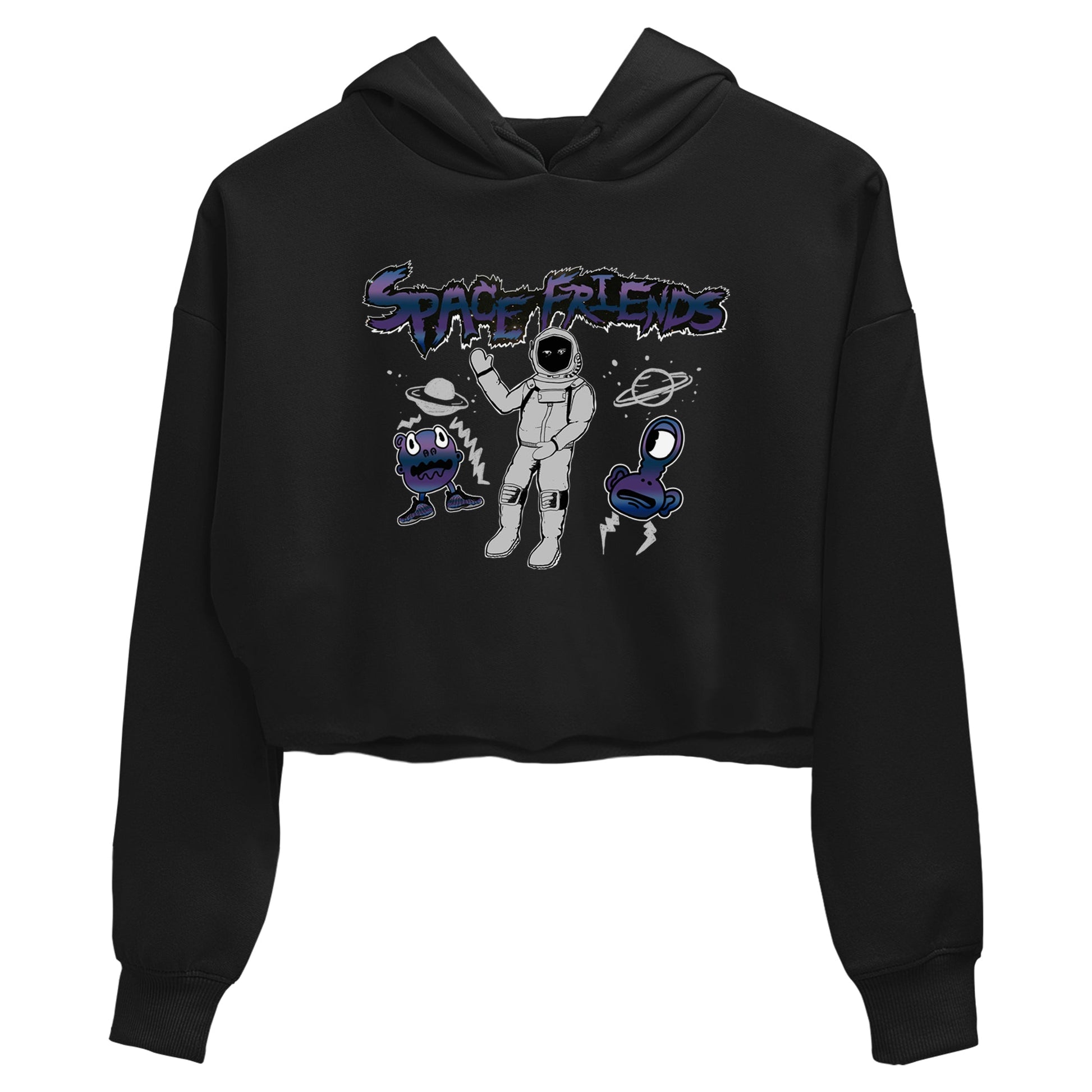Air Foamposite One Galaxy shirts to match jordans Space Friends sneaker match tees Air Foamposite One Galaxy SNRT Sneaker Release Tees unisex cotton Black 2 Crop Shirts