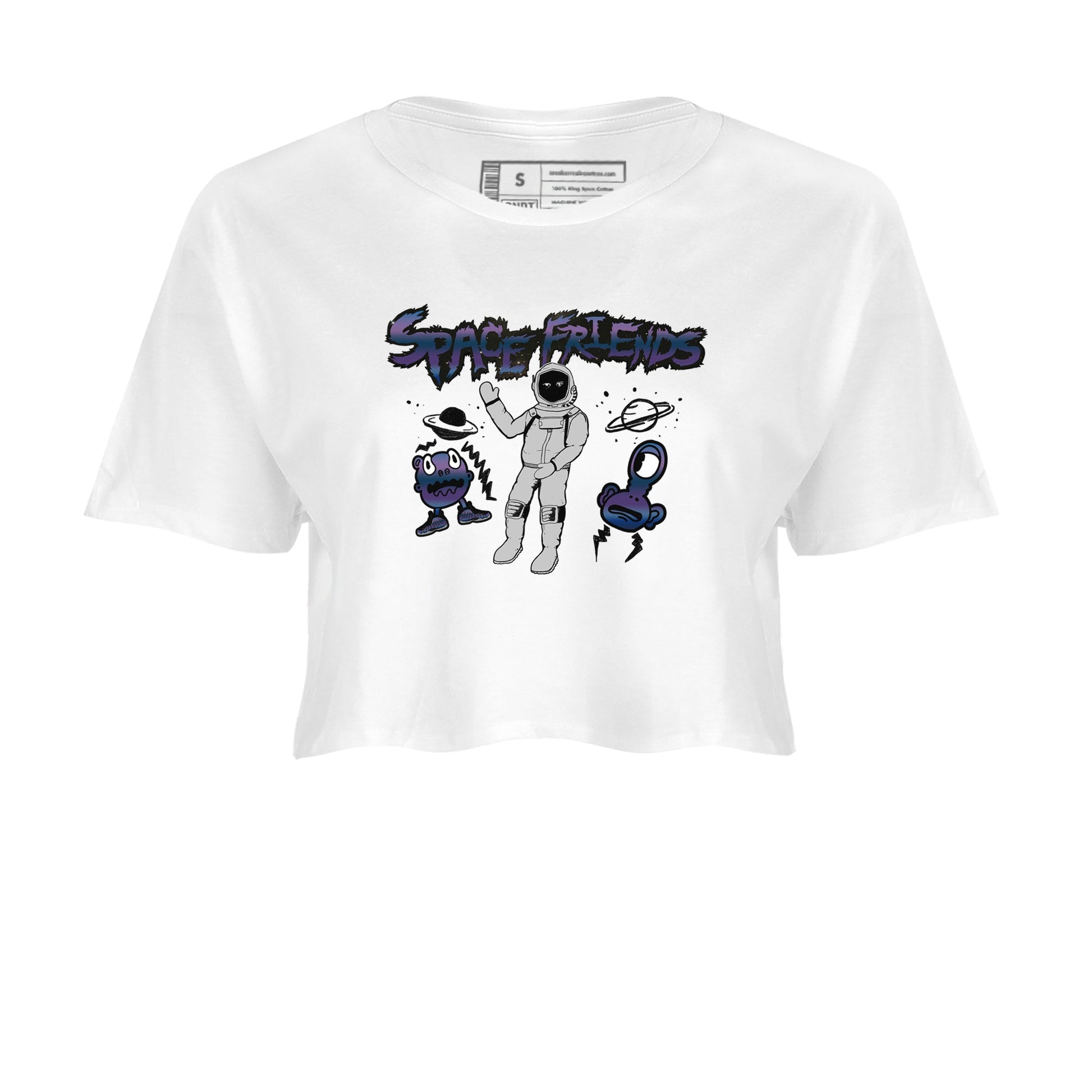 Air Foamposite One Galaxy shirts to match jordans Space Friends sneaker match tees Air Foamposite One Galaxy SNRT Sneaker Release Tees unisex cotton White 2 Crop Shirts