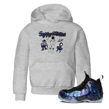 Air Foamposite One Galaxy shirts to match jordans Space Friends sneaker match tees Air Foamposite One Galaxy SNRT Sneaker Release Tees Youth Baby Heather Grey 1 crew neck shirts