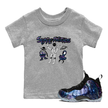 Air Foamposite One Galaxy shirts to match jordans Space Friends sneaker match tees Air Foamposite One Galaxy SNRT Sneaker Release Tees Youth Baby Heather Grey 1 crew neck shirts