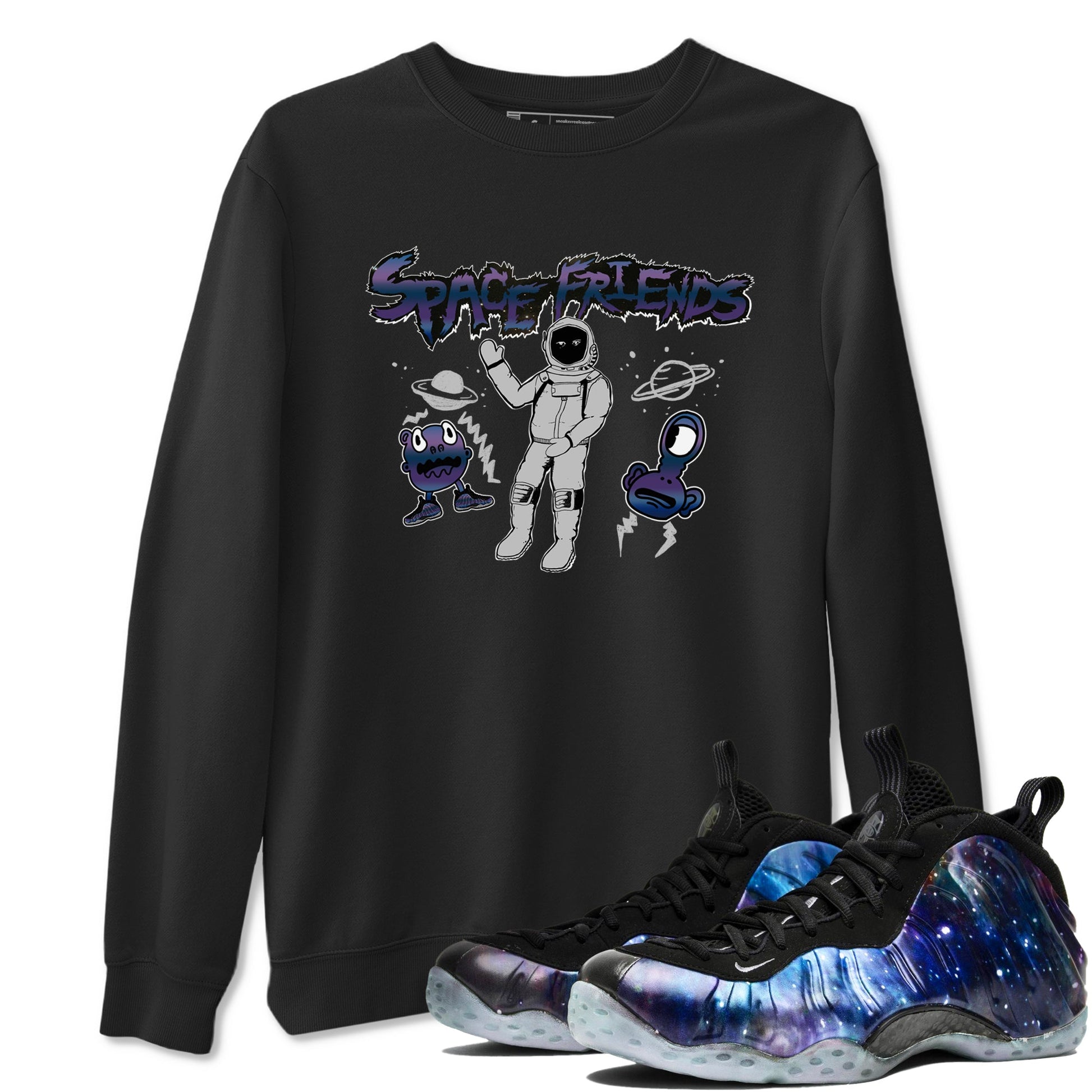 Air Foamposite One Galaxy shirts to match jordans Space Friends sneaker match tees Air Foamposite One Galaxy SNRT Sneaker Release Tees unisex cotton Black 1 crew neck shirts