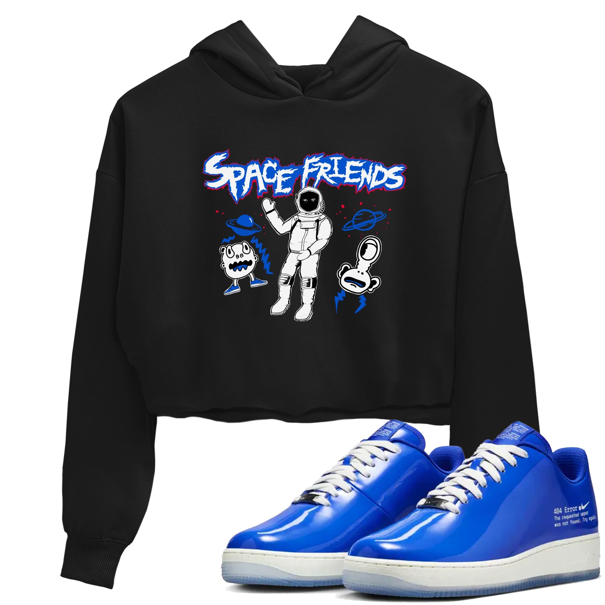 Air Force 1 404 Error shirt to match jordans Space Friends sneaker tees Air Force 1 404 Error SNRT Sneaker Release Tees Black 1 crop length shirt