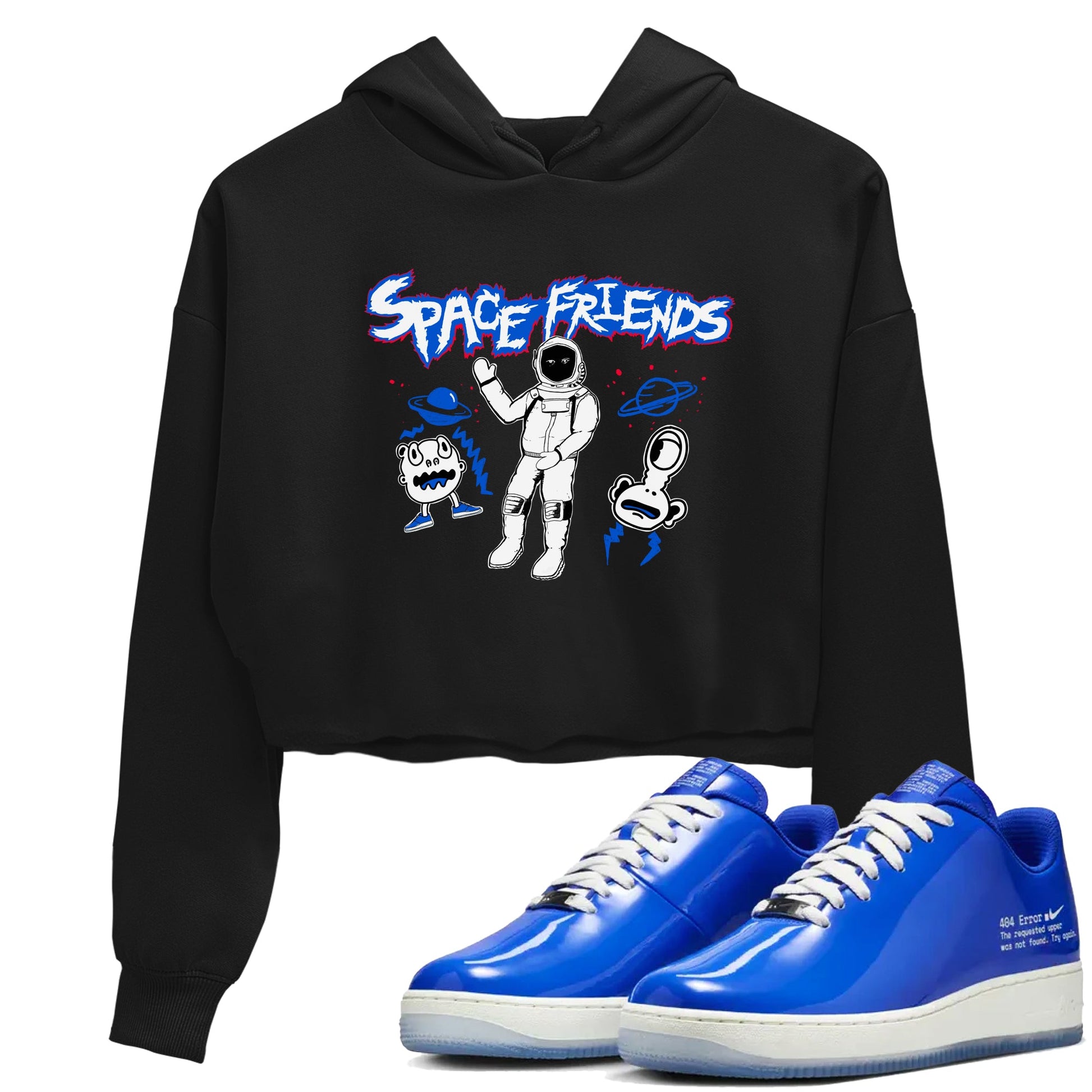 Air Force 1 404 Error shirt to match jordans Space Friends sneaker tees Air Force 1 404 Error SNRT Sneaker Release Tees Black 1 crop length shirt