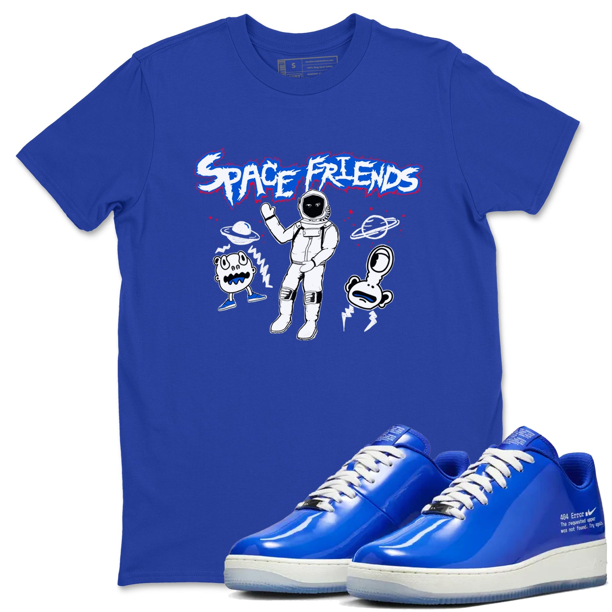 Air Force 1 404 Error shirt to match jordans Space Friends sneaker tees Air Force 1 404 Error SNRT Sneaker Release Tees unisex cotton Royal Blue 1 crew neck shirt