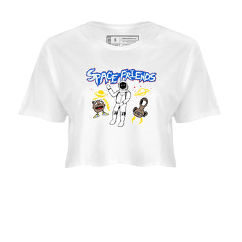 1s Travis Scott Canary shirt to match jordans Space Friends sneaker tees Air Jordan 1 Travis Scott Canary SNRT Sneaker Release Tees White 2 crop length shirt