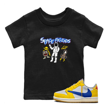 1s Travis Scott Canary shirt to match jordans Space Friends sneaker tees Air Jordan 1 Travis Scott Canary SNRT sneaker release tees baby toddler Black 1 cotton Shirt