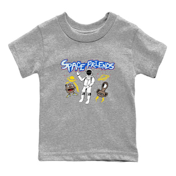 1s Travis Scott Canary shirt to match jordans Space Friends sneaker tees Air Jordan 1 Travis Scott Canary SNRT sneaker release tees baby toddler Heather Grey 2 cotton Shirt