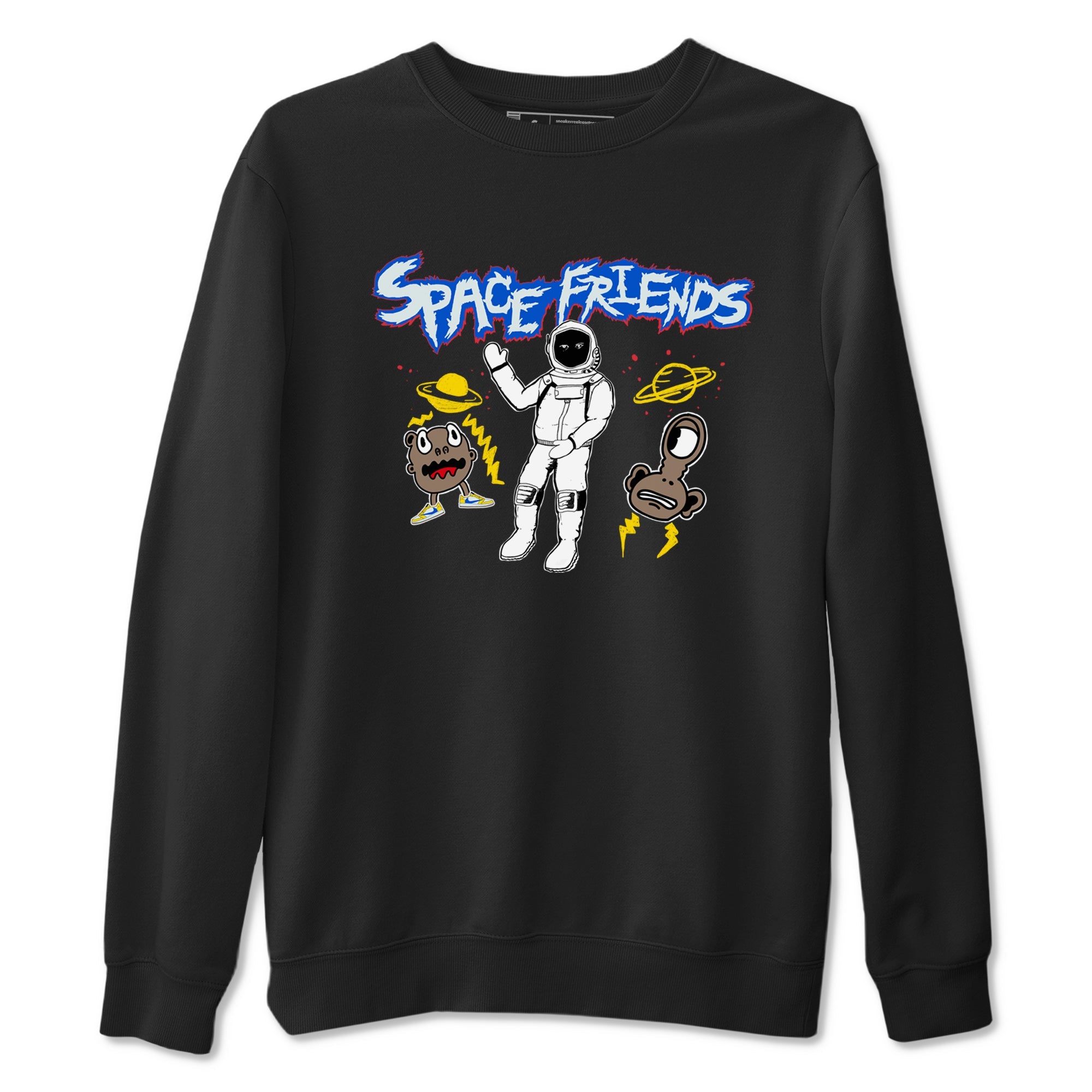 1s Travis Scott Canary shirt to match jordans Space Friends sneaker tees Air Jordan 1 Travis Scott Canary SNRT Sneaker Release Tees unisex cotton Black 2 crew neck shirt
