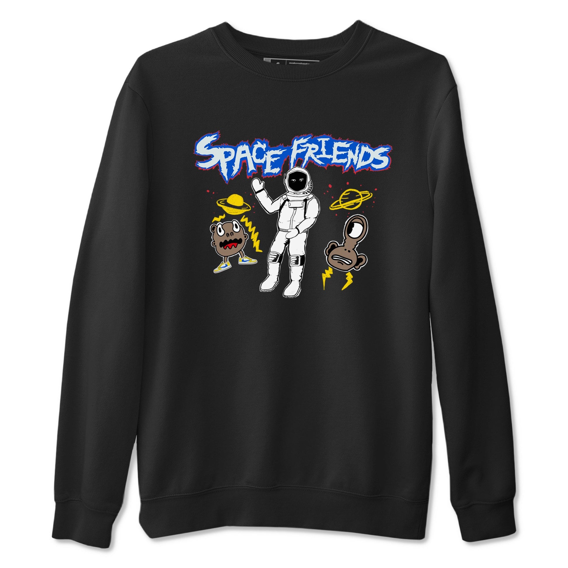 1s Travis Scott Canary shirt to match jordans Space Friends sneaker tees Air Jordan 1 Travis Scott Canary SNRT Sneaker Release Tees unisex cotton Black 2 crew neck shirt