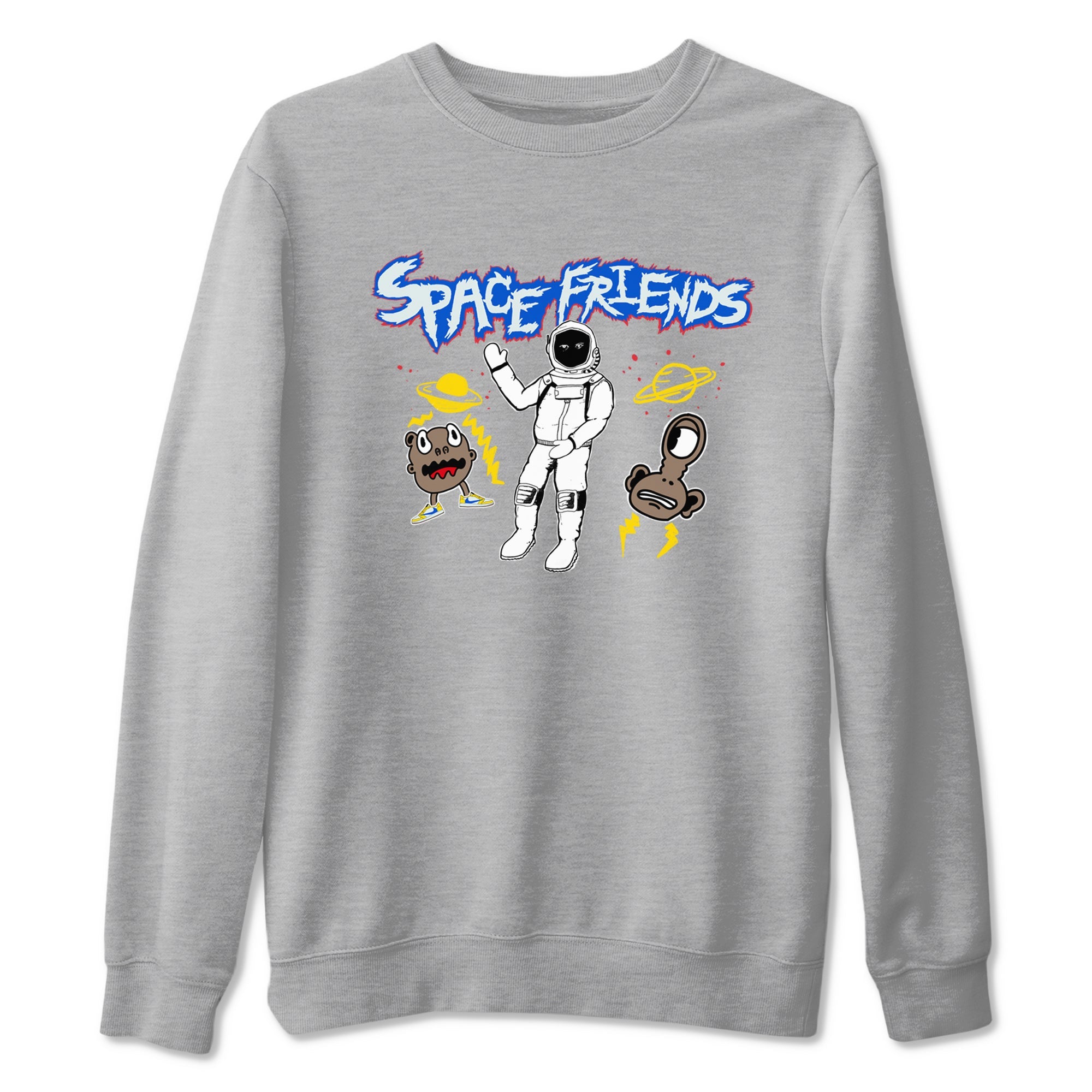 1s Travis Scott Canary shirt to match jordans Space Friends sneaker tees Air Jordan 1 Travis Scott Canary SNRT Sneaker Release Tees unisex cotton Heather Grey 2 crew neck shirt