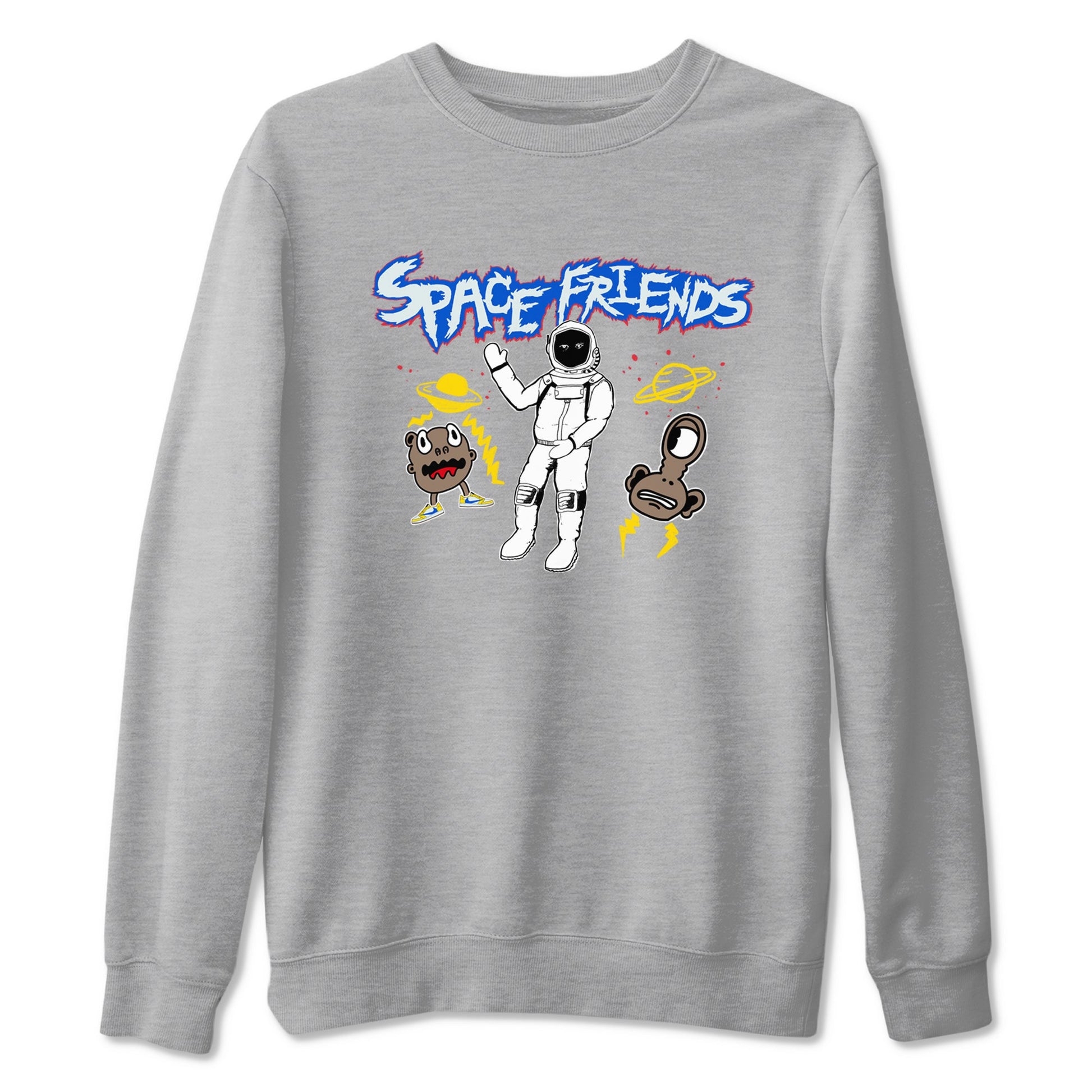 1s Travis Scott Canary shirt to match jordans Space Friends sneaker tees Air Jordan 1 Travis Scott Canary SNRT Sneaker Release Tees unisex cotton Heather Grey 2 crew neck shirt