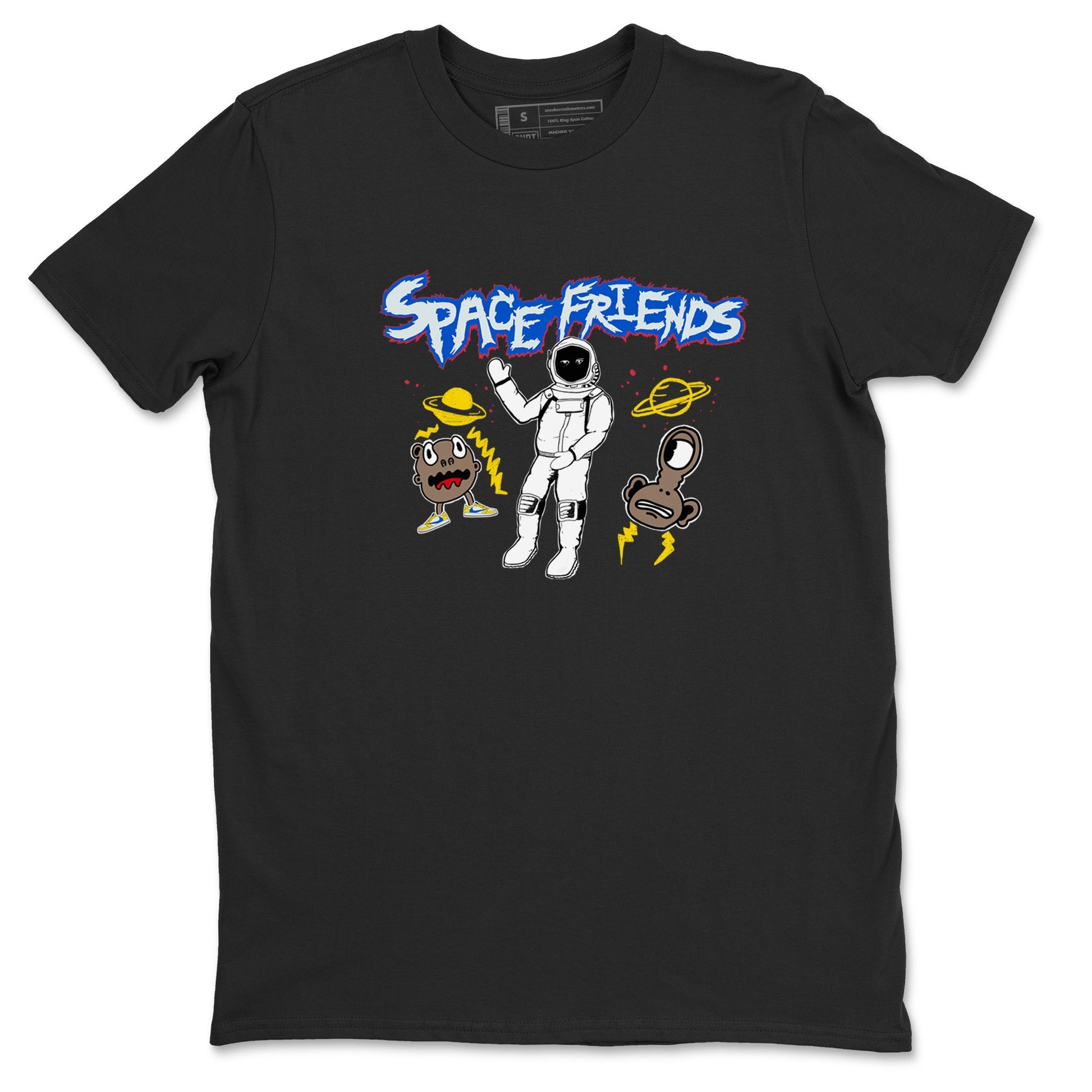 1s Travis Scott Canary shirt to match jordans Space Friends sneaker tees Air Jordan 1 Travis Scott Canary SNRT Sneaker Release Tees unisex cotton Black 2 crew neck shirt