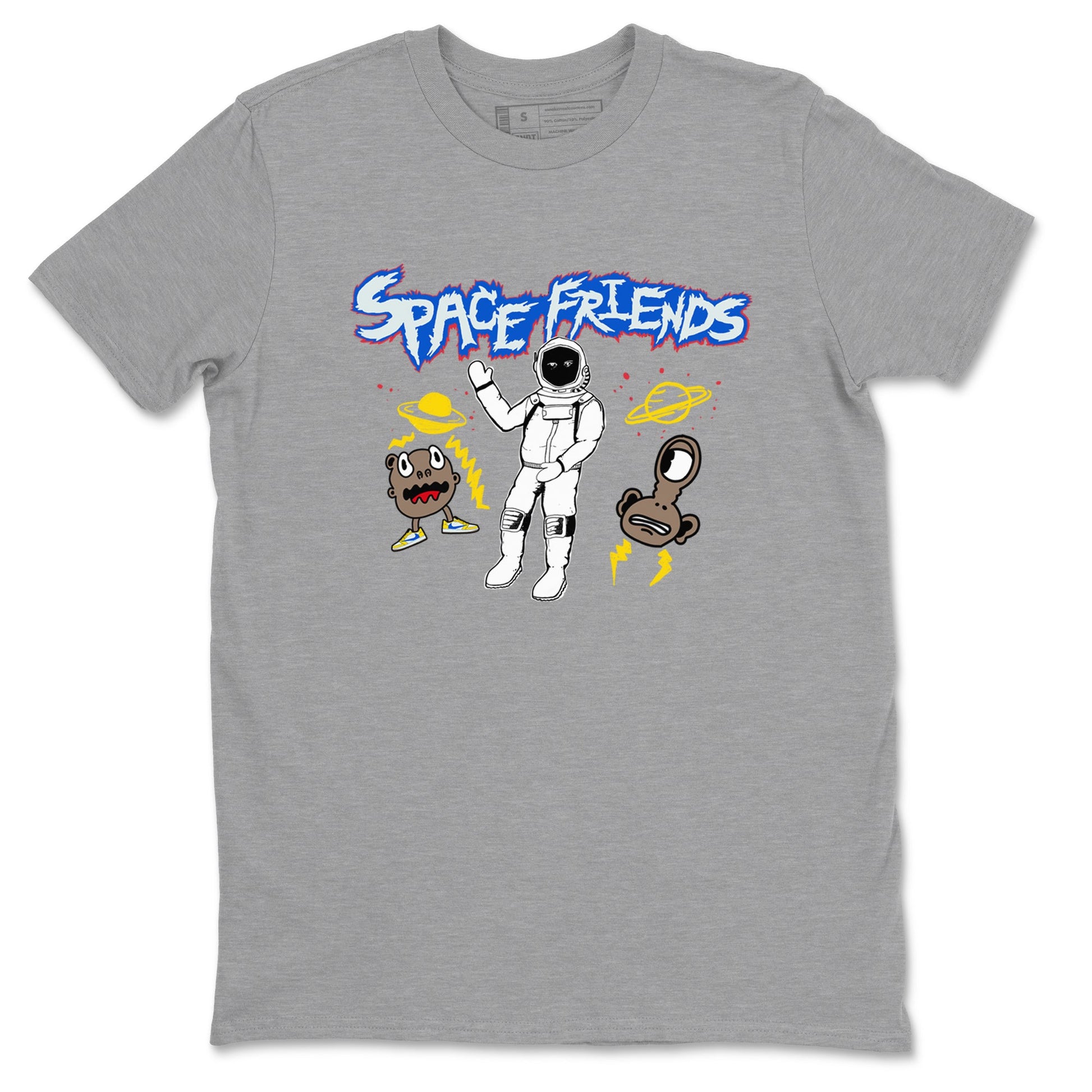 1s Travis Scott Canary shirt to match jordans Space Friends sneaker tees Air Jordan 1 Travis Scott Canary SNRT Sneaker Release Tees unisex cotton Heather Grey 2 crew neck shirt