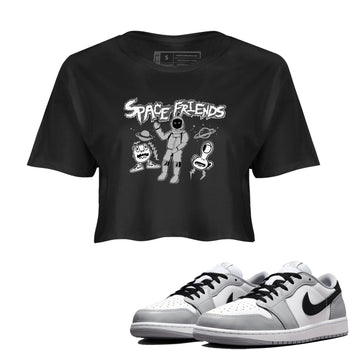 1s Wolf Grey shirts to match jordans Space Friends sneaker match tees Air Jordan 1 Wolf Grey SNRT Sneaker Tees streetwear brand Black 1 crop tee