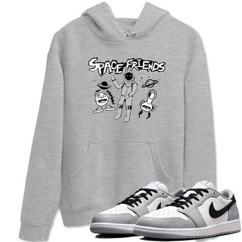 1s Wolf Grey shirts to match jordans Space Friends sneaker match tees Air Jordan 1 Wolf Grey SNRT Sneaker Tees streetwear brand Heather Grey 1 unisex cotton tee
