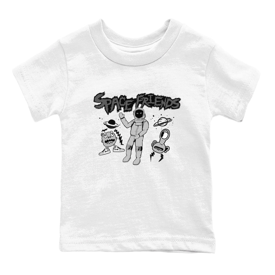 1s Wolf Grey shirts to match jordans Space Friends sneaker match tees Air Jordan 1 Wolf Grey SNRT Sneaker Tees streetwear brand Baby and Youth White 2 cotton tee