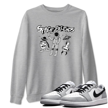 1s Wolf Grey shirts to match jordans Space Friends sneaker match tees Air Jordan 1 Wolf Grey SNRT Sneaker Tees streetwear brand Heather Grey 1 unisex cotton tee