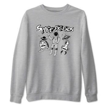 1s Wolf Grey shirts to match jordans Space Friends sneaker match tees Air Jordan 1 Wolf Grey SNRT Sneaker Tees streetwear brand Heather Grey 2 unisex cotton tee