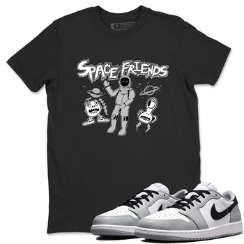 1s Wolf Grey shirts to match jordans Space Friends sneaker match tees Air Jordan 1 Wolf Grey SNRT Sneaker Tees streetwear brand Black 1 unisex cotton tee