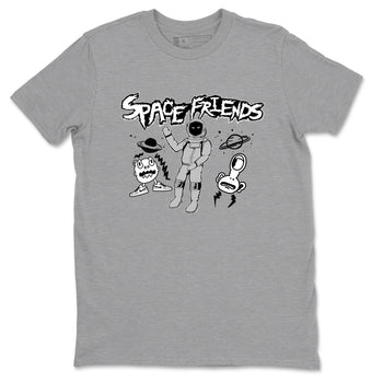1s Wolf Grey shirts to match jordans Space Friends sneaker match tees Air Jordan 1 Wolf Grey SNRT Sneaker Tees streetwear brand Heather Grey 2 unisex cotton tee