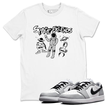 1s Wolf Grey shirts to match jordans Space Friends sneaker match tees Air Jordan 1 Wolf Grey SNRT Sneaker Tees streetwear brand White 1 unisex cotton tee