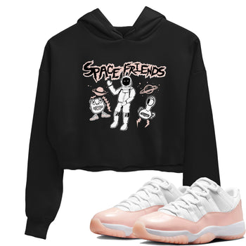 11s Legend Pink shirt to match jordans Space Friends sneaker tees Air Jordan 11 Legend Pink SNRT Sneaker Release Tees Black 1 crop length shirt