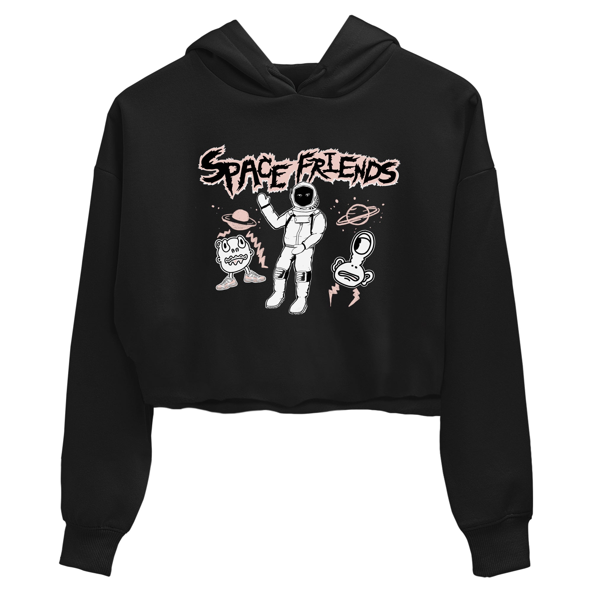 11s Legend Pink shirt to match jordans Space Friends sneaker tees Air Jordan 11 Legend Pink SNRT Sneaker Release Tees Black 2 crop length shirt