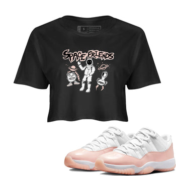 11s Legend Pink shirt to match jordans Space Friends sneaker tees Air Jordan 11 Legend Pink SNRT Sneaker Release Tees Black 1 crop length shirt