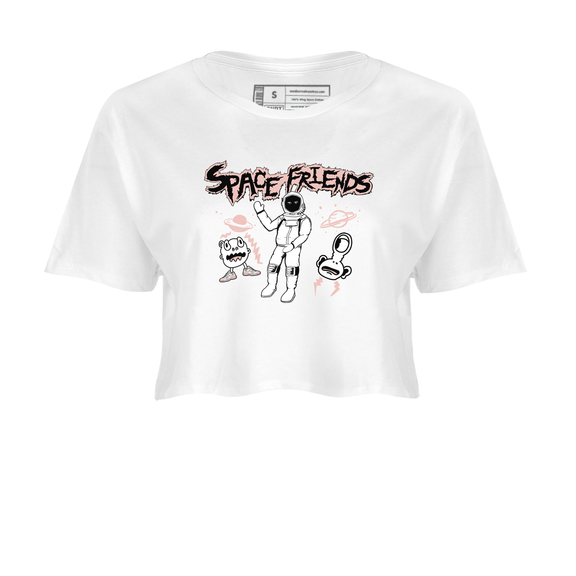 11s Legend Pink shirt to match jordans Space Friends sneaker tees Air Jordan 11 Legend Pink SNRT Sneaker Release Tees White 2 crop length shirt