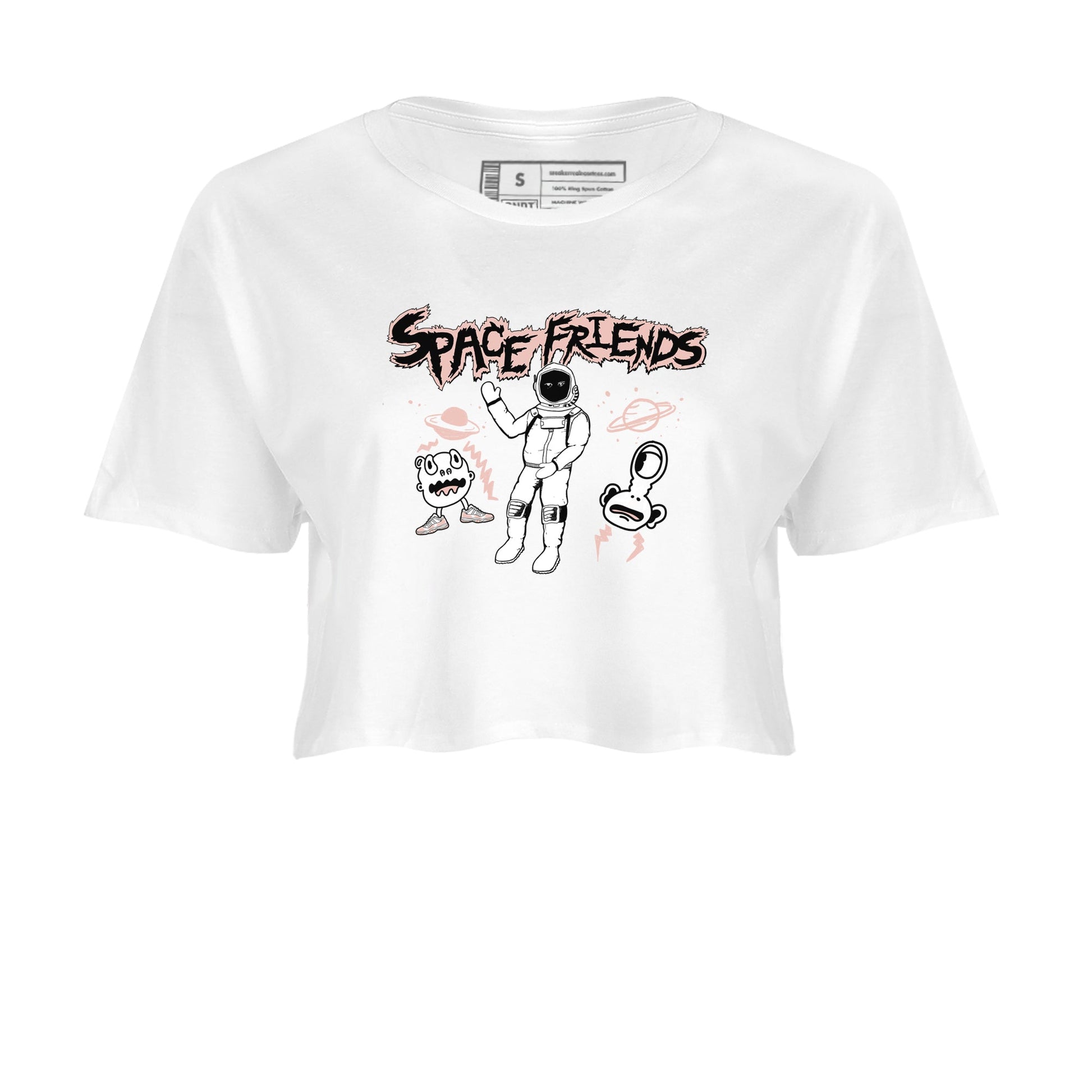 11s Legend Pink shirt to match jordans Space Friends sneaker tees Air Jordan 11 Legend Pink SNRT Sneaker Release Tees White 2 crop length shirt