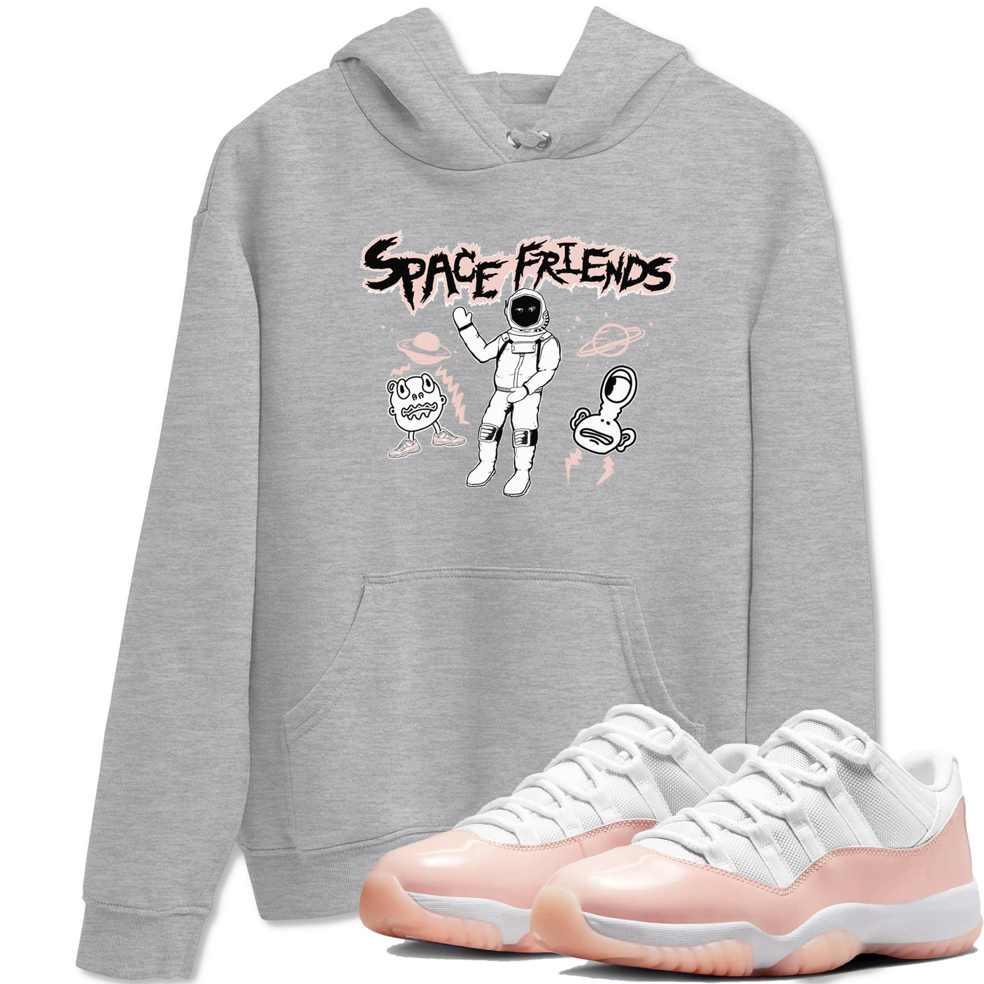 11s Legend Pink shirt to match jordans Space Friends sneaker tees Air Jordan 11 Legend Pink SNRT Sneaker Release Tees unisex cotton Heather Grey 1 crew neck shirt