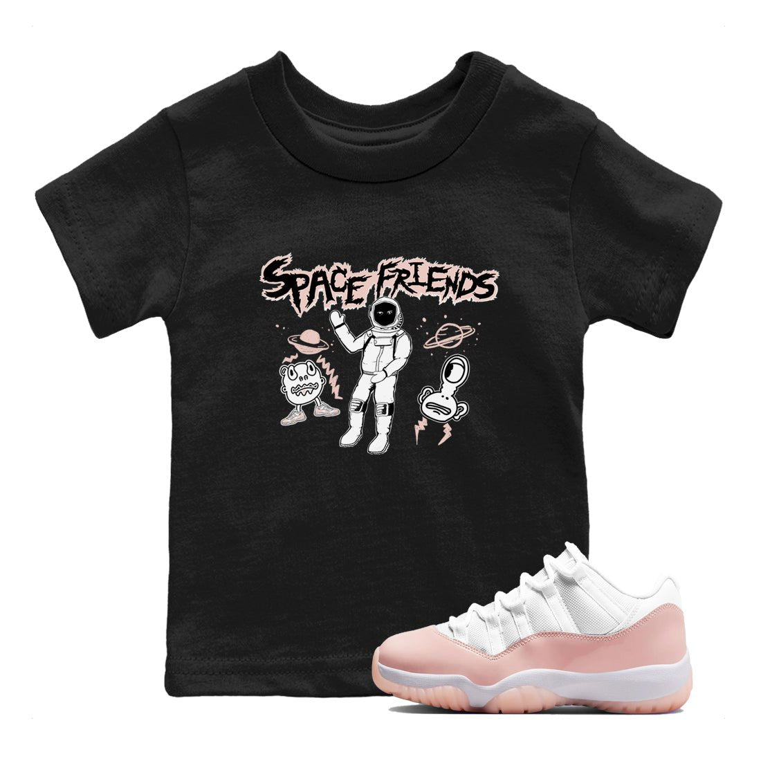 11s Legend Pink shirt to match jordans Space Friends sneaker tees Air Jordan 11 Legend Pink SNRT sneaker release tees baby toddler Black 1 cotton Shirt