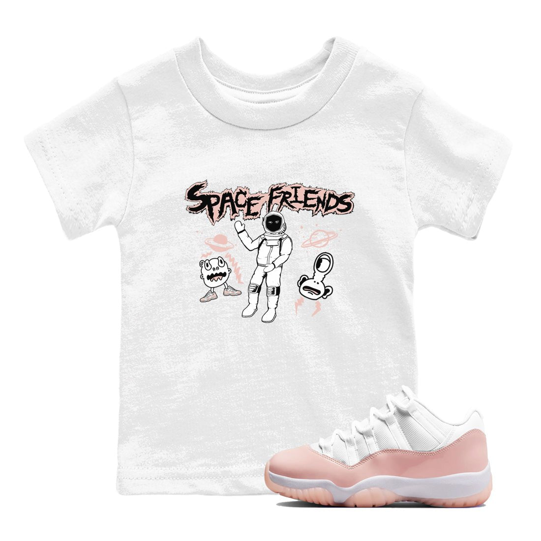 11s Legend Pink shirt to match jordans Space Friends sneaker tees Air Jordan 11 Legend Pink SNRT sneaker release tees baby toddler White 1 cotton Shirt