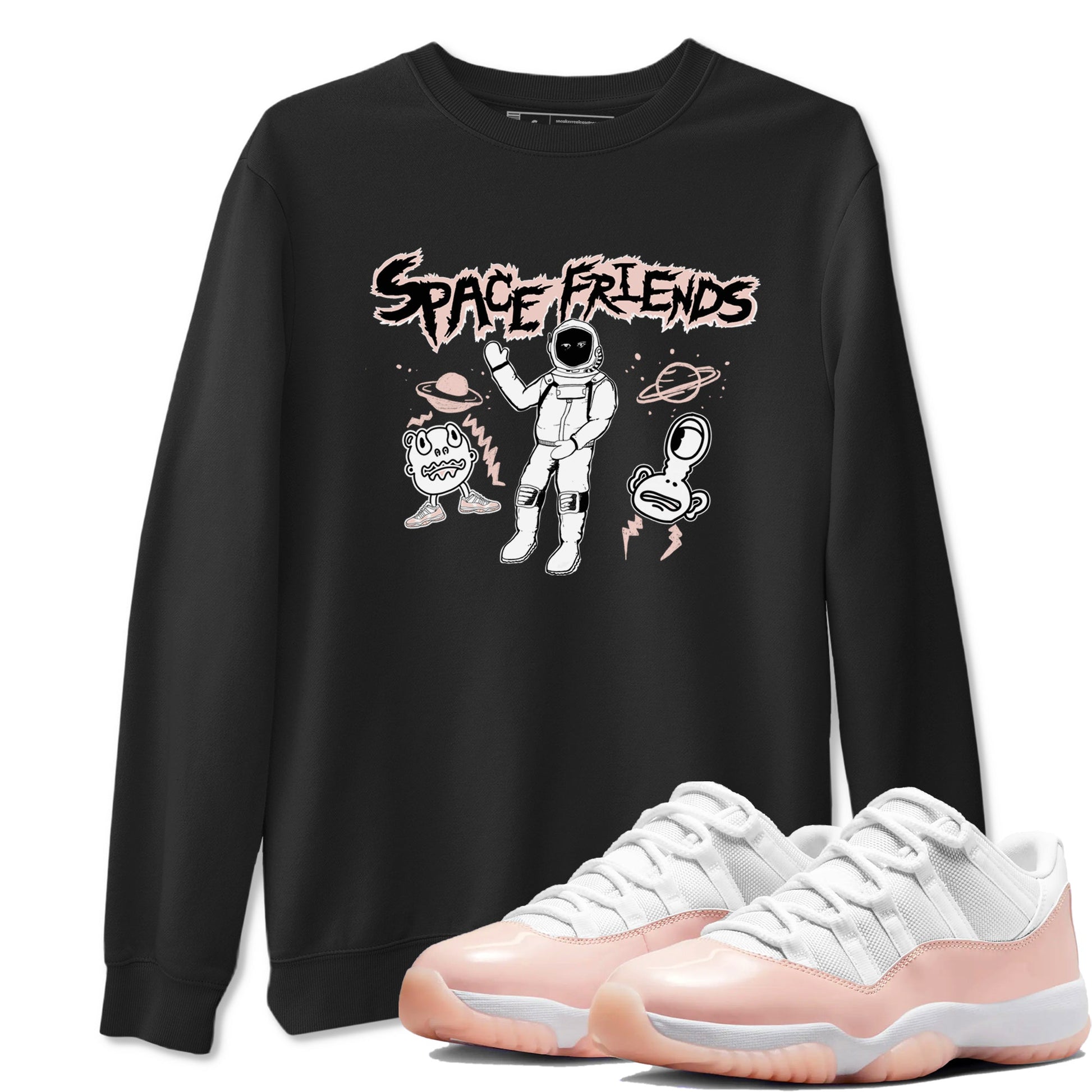 11s Legend Pink shirt to match jordans Space Friends sneaker tees Air Jordan 11 Legend Pink SNRT Sneaker Release Tees unisex cotton Black 1 crew neck shirt