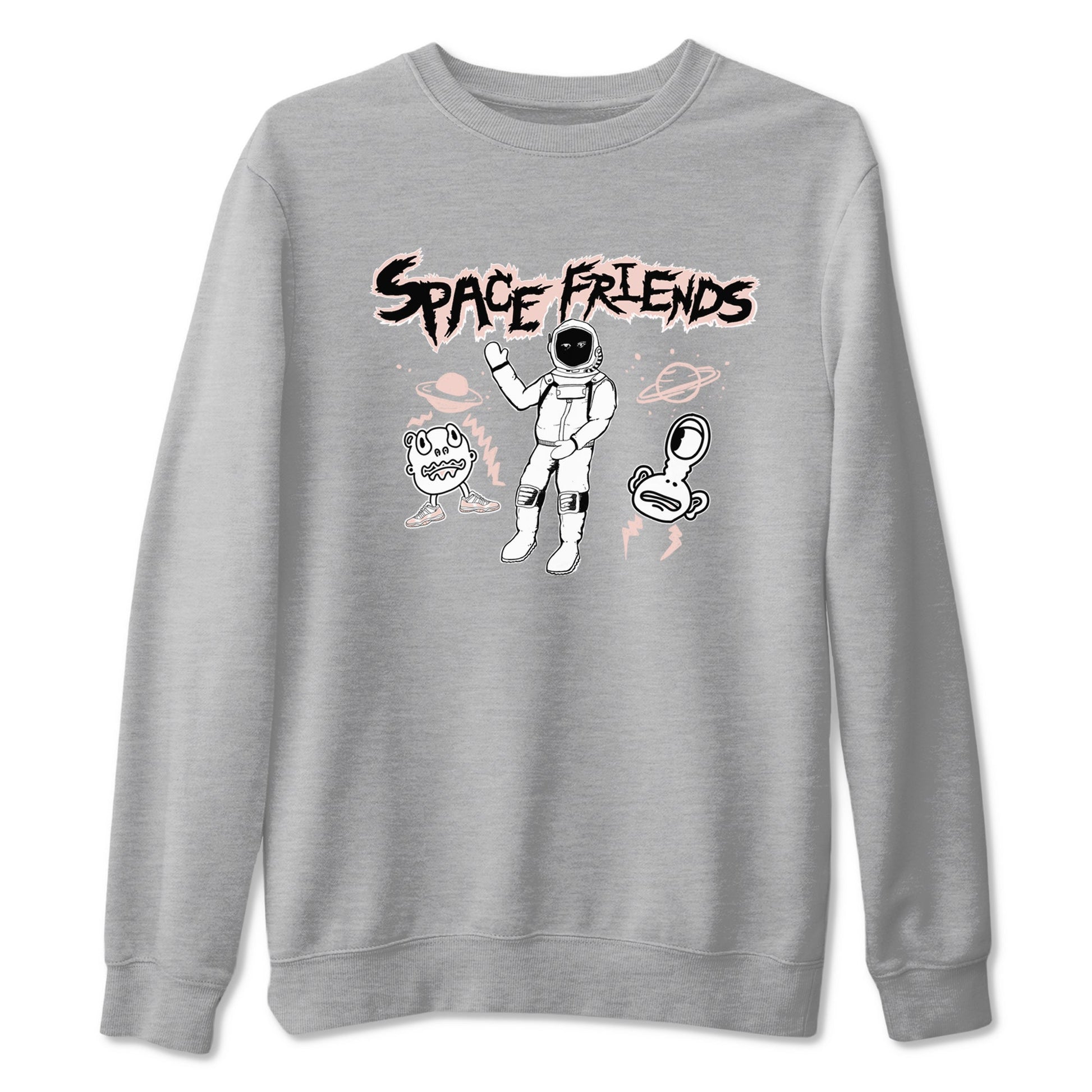 11s Legend Pink shirt to match jordans Space Friends sneaker tees Air Jordan 11 Legend Pink SNRT Sneaker Release Tees unisex cotton Heather Grey 2 crew neck shirt