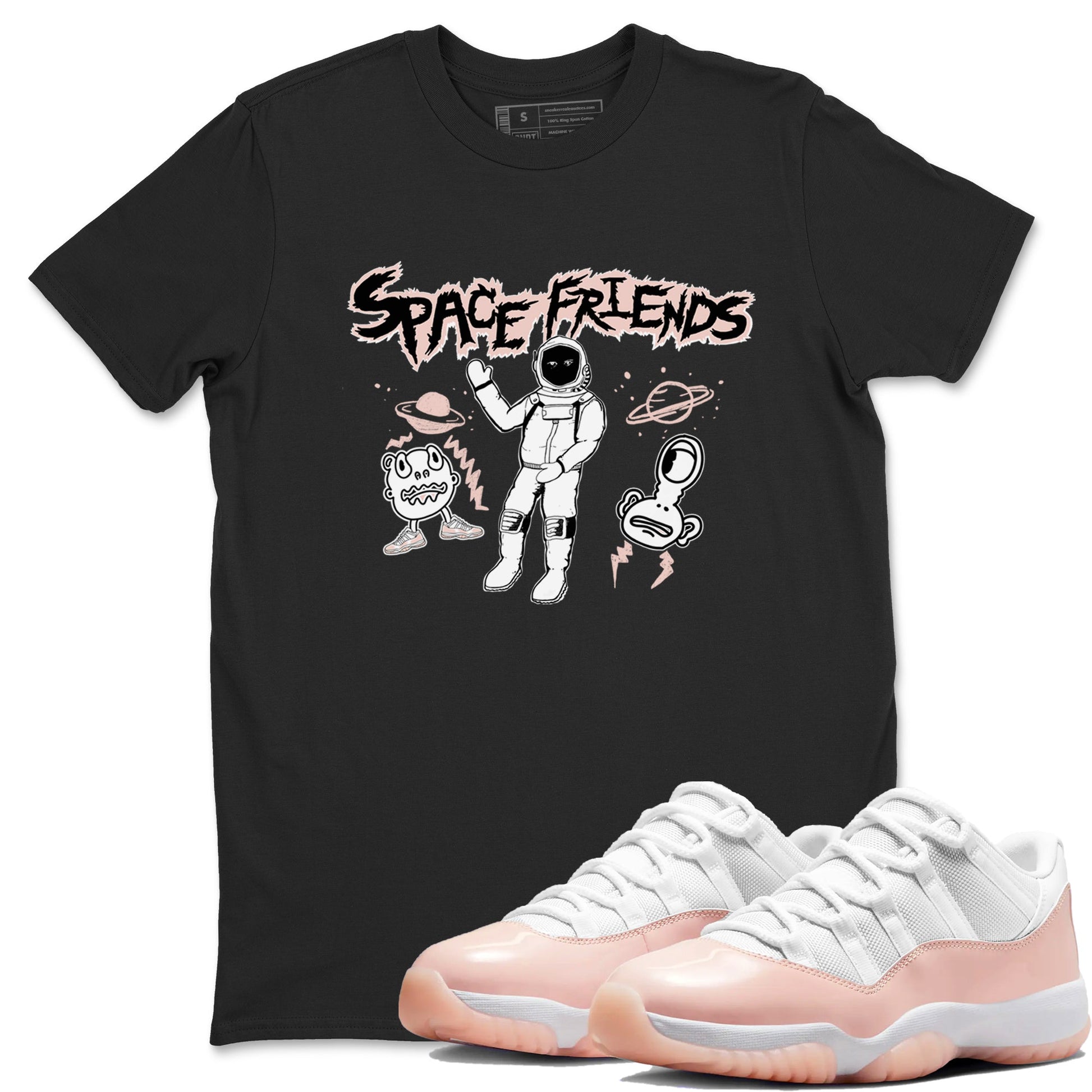 11s Legend Pink shirt to match jordans Space Friends sneaker tees Air Jordan 11 Legend Pink SNRT Sneaker Release Tees unisex cotton Black 1 crew neck shirt