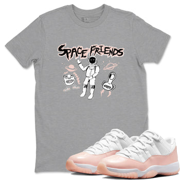 11s Legend Pink shirt to match jordans Space Friends sneaker tees Air Jordan 11 Legend Pink SNRT Sneaker Release Tees unisex cotton Heather Grey 1 crew neck shirt