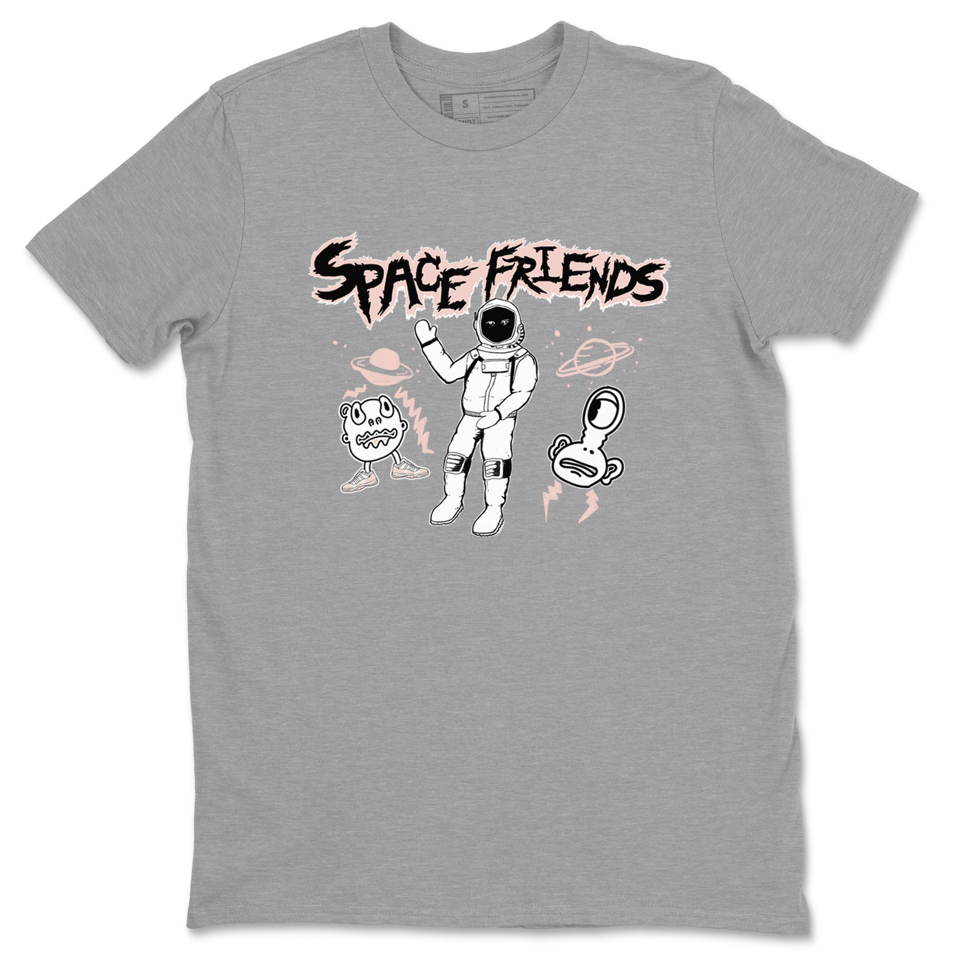 11s Legend Pink shirt to match jordans Space Friends sneaker tees Air Jordan 11 Legend Pink SNRT Sneaker Release Tees unisex cotton Heather Grey 2 crew neck shirt