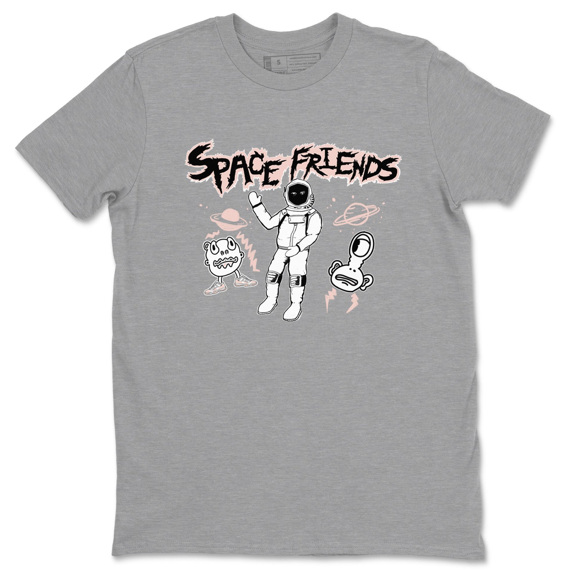 11s Legend Pink shirt to match jordans Space Friends sneaker tees Air Jordan 11 Legend Pink SNRT Sneaker Release Tees unisex cotton Heather Grey 2 crew neck shirt
