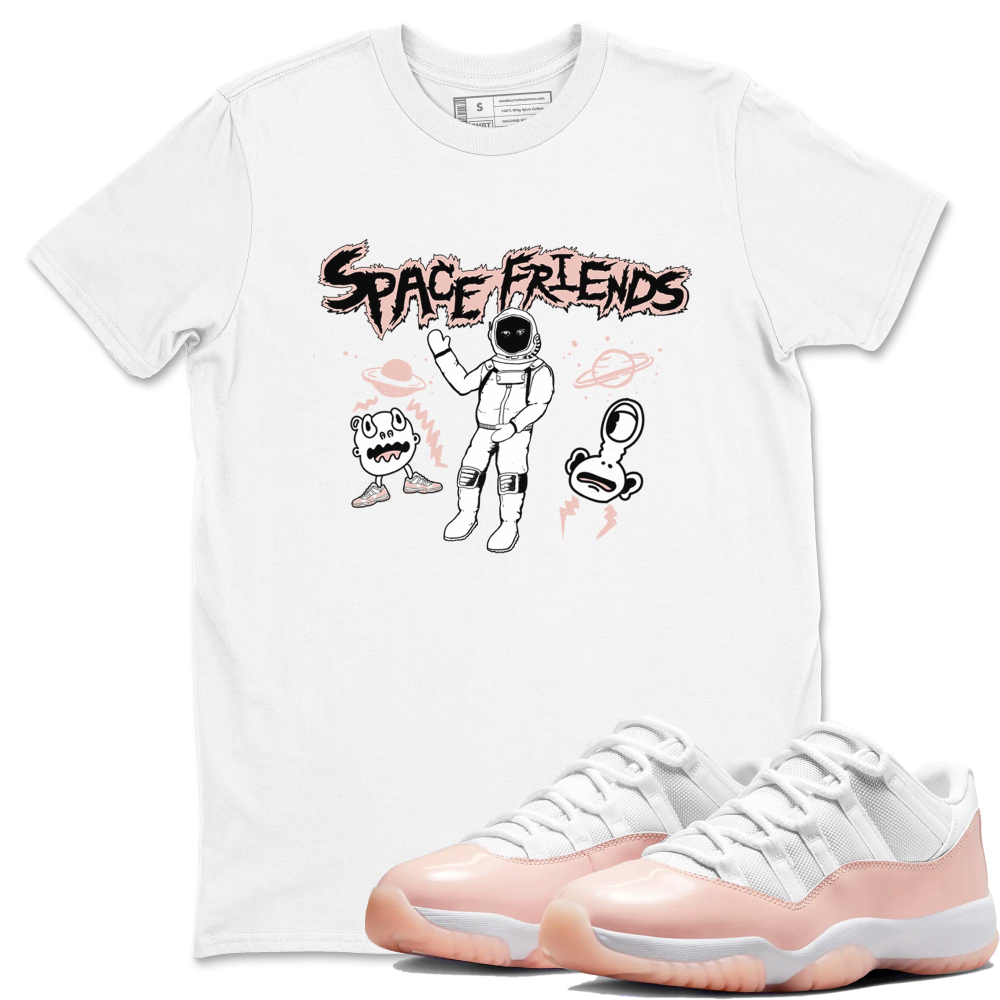 11s Legend Pink shirt to match jordans Space Friends sneaker tees Air Jordan 11 Legend Pink SNRT Sneaker Release Tees unisex cotton White 1 crew neck shirt