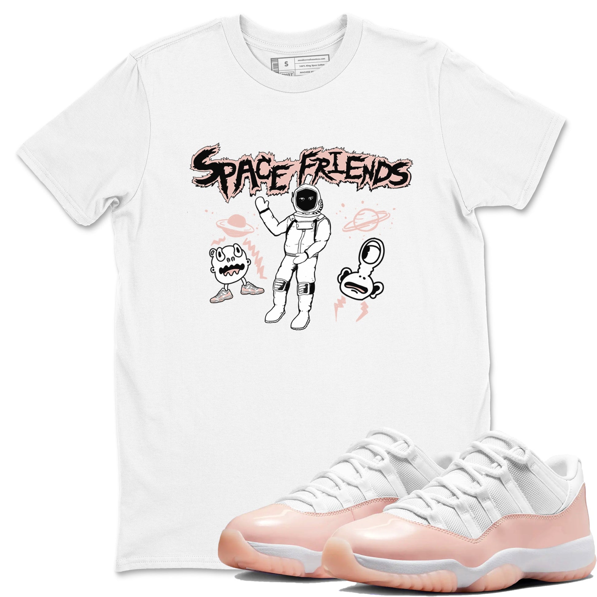 11s Legend Pink shirt to match jordans Space Friends sneaker tees Air Jordan 11 Legend Pink SNRT Sneaker Release Tees unisex cotton White 1 crew neck shirt