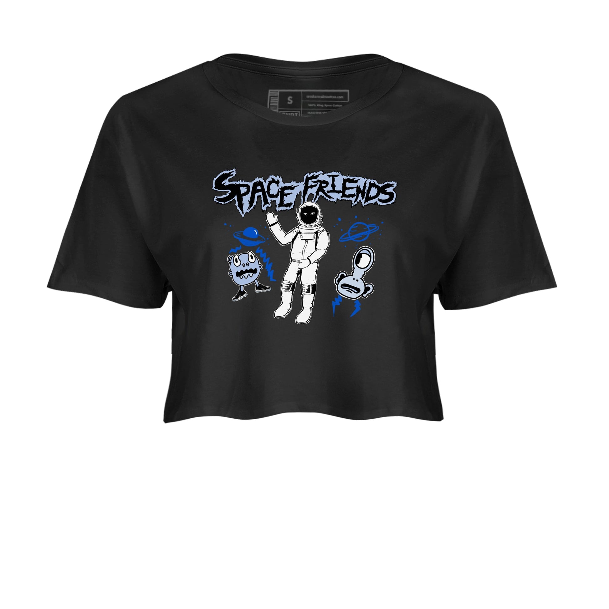 11s Black and Varsity Royal Jam shirt to match jordans Space Friends sneaker tees Air Jordan 11 Retro Space Jam Streetwear Brand Streetwear Brand SNRT Sneaker Release Tees Black 2 crop length shirt