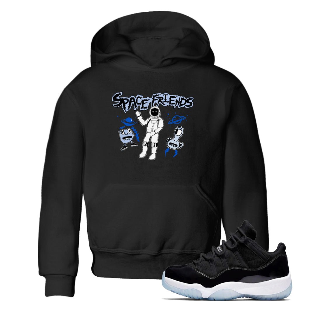 11s Black and Varsity Royal Jam shirt to match jordans Space Friends sneaker tees Air Jordan 11 Retro Space Jam Streetwear Brand SNRT Sneaker Release Tees baby toddler Black 1 cotton Shirt