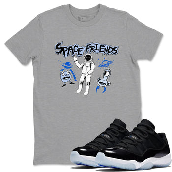 11s Black and Varsity Royal Jam shirt to match jordans Space Friends sneaker tees Air Jordan 11 Retro Space Jam Streetwear Brand SNRT Sneaker Release Tees unisex cotton Heather Grey 1 crew neck shirt