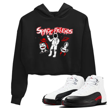 AJ12 Taxi Flip shirt to match jordans Space Friends sneaker tees Air Jordan 12 Taxi Flip SNRT Sneaker Release Tees Black 1 crop length shirt