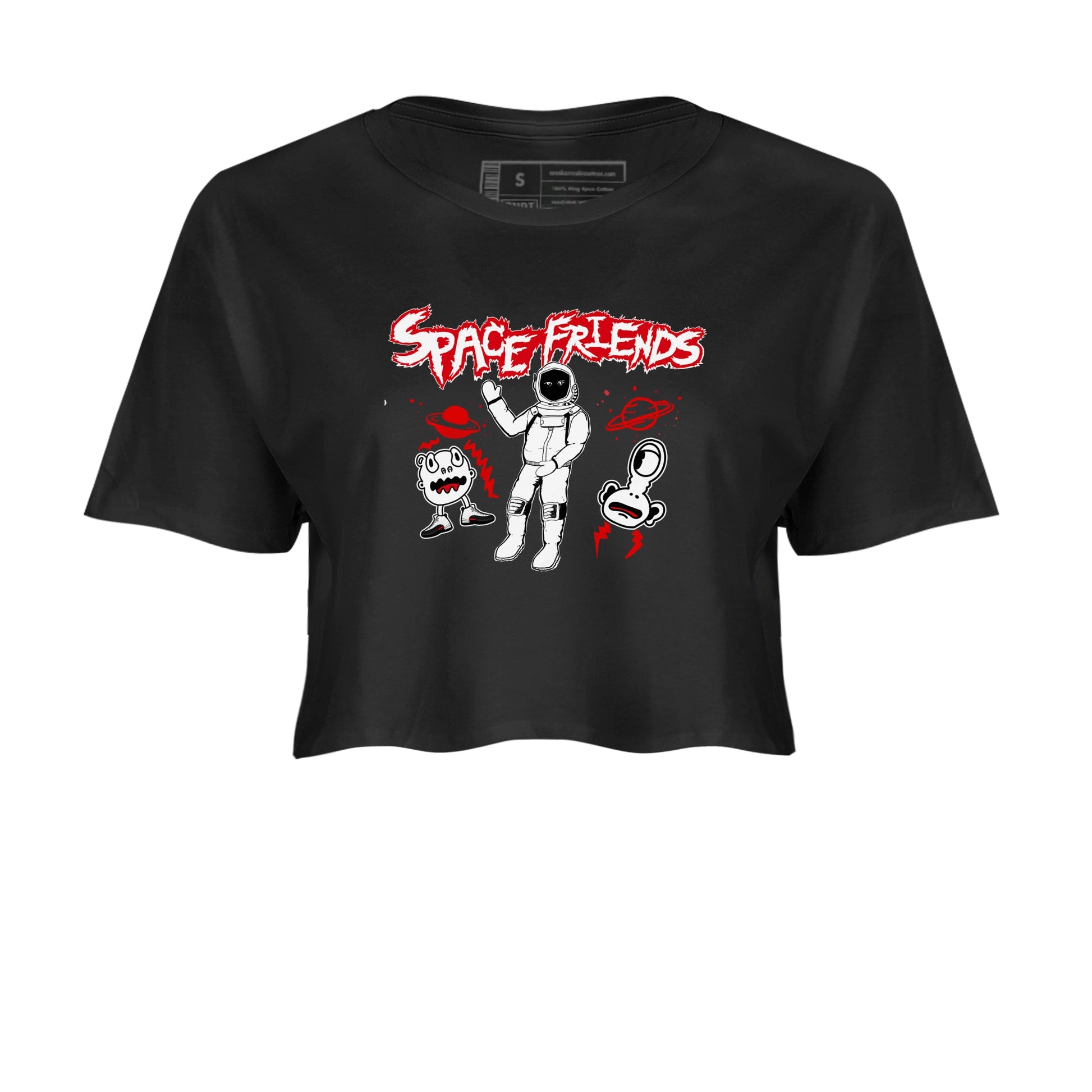 AJ12 Taxi Flip shirt to match jordans Space Friends sneaker tees Air Jordan 12 Taxi Flip SNRT Sneaker Release Tees Black 2 crop length shirt