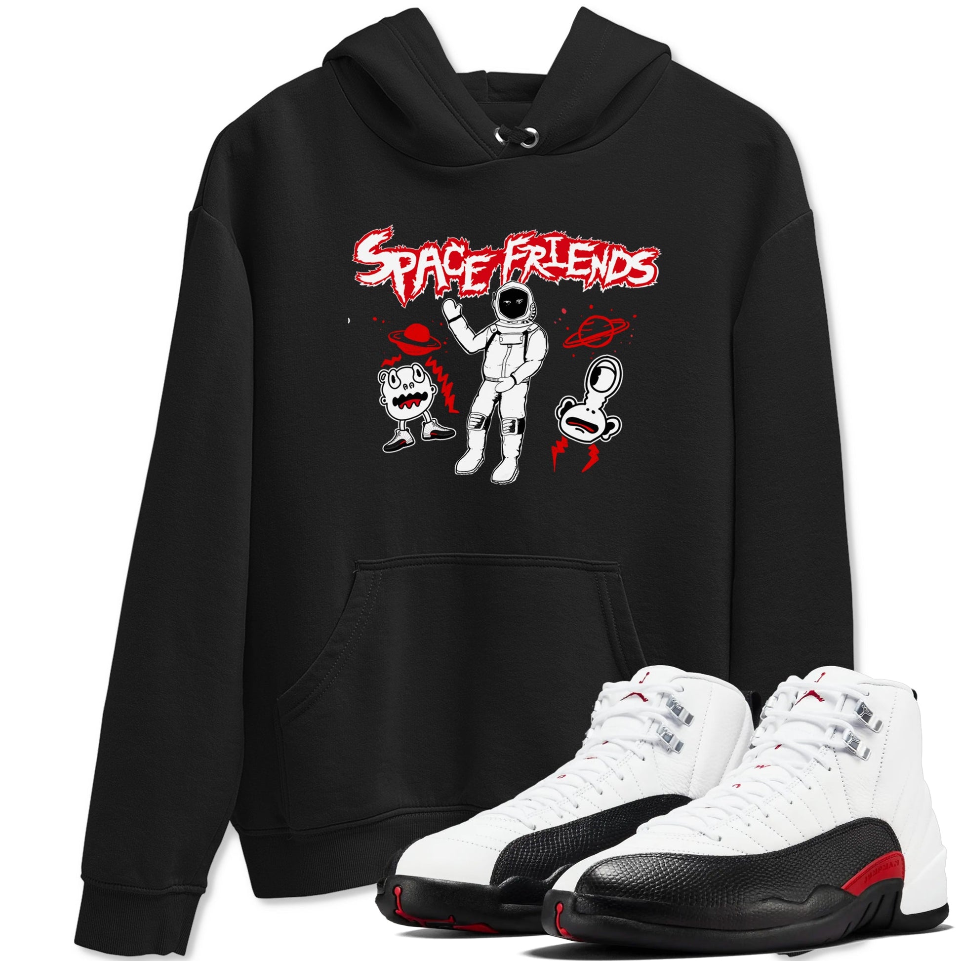 AJ12 Taxi Flip shirt to match jordans Space Friends sneaker tees Air Jordan 12 Taxi Flip SNRT Sneaker Release Tees unisex cotton Black 1 crew neck shirt
