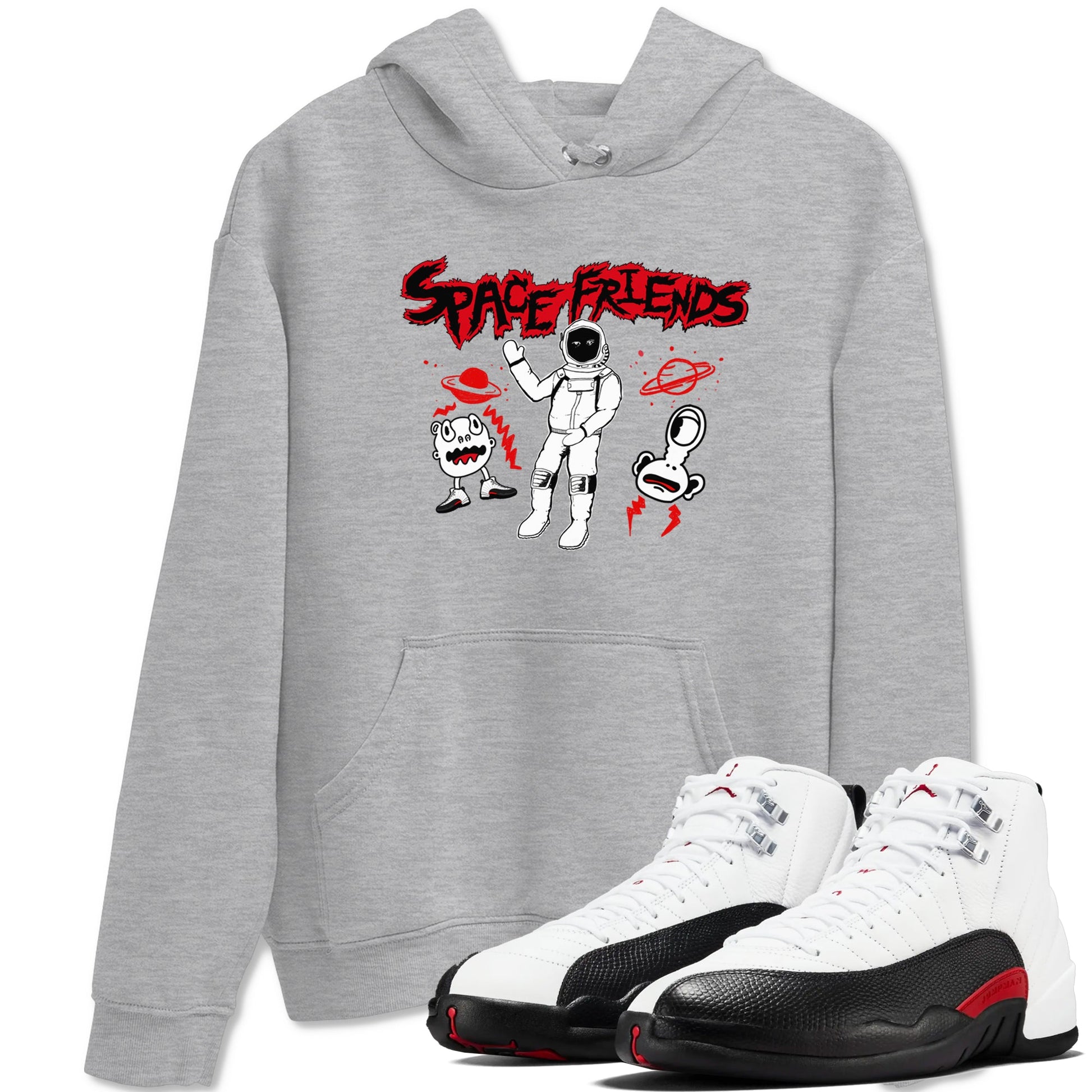 AJ12 Taxi Flip shirt to match jordans Space Friends sneaker tees Air Jordan 12 Taxi Flip SNRT Sneaker Release Tees unisex cotton Heather Grey 1 crew neck shirt