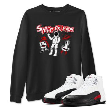 AJ12 Taxi Flip shirt to match jordans Space Friends sneaker tees Air Jordan 12 Taxi Flip SNRT Sneaker Release Tees unisex cotton Black 1 crew neck shirt